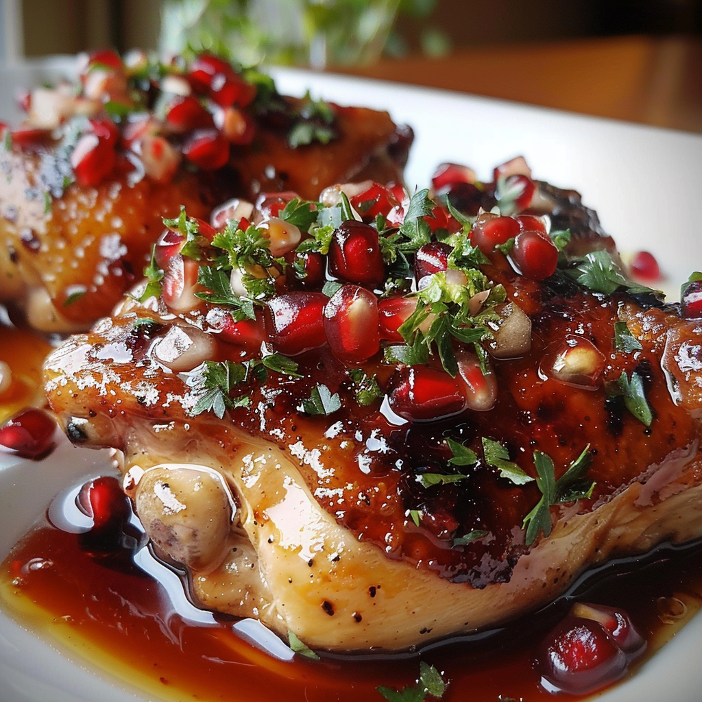 Roast chicken thighs with pomegranate molasses