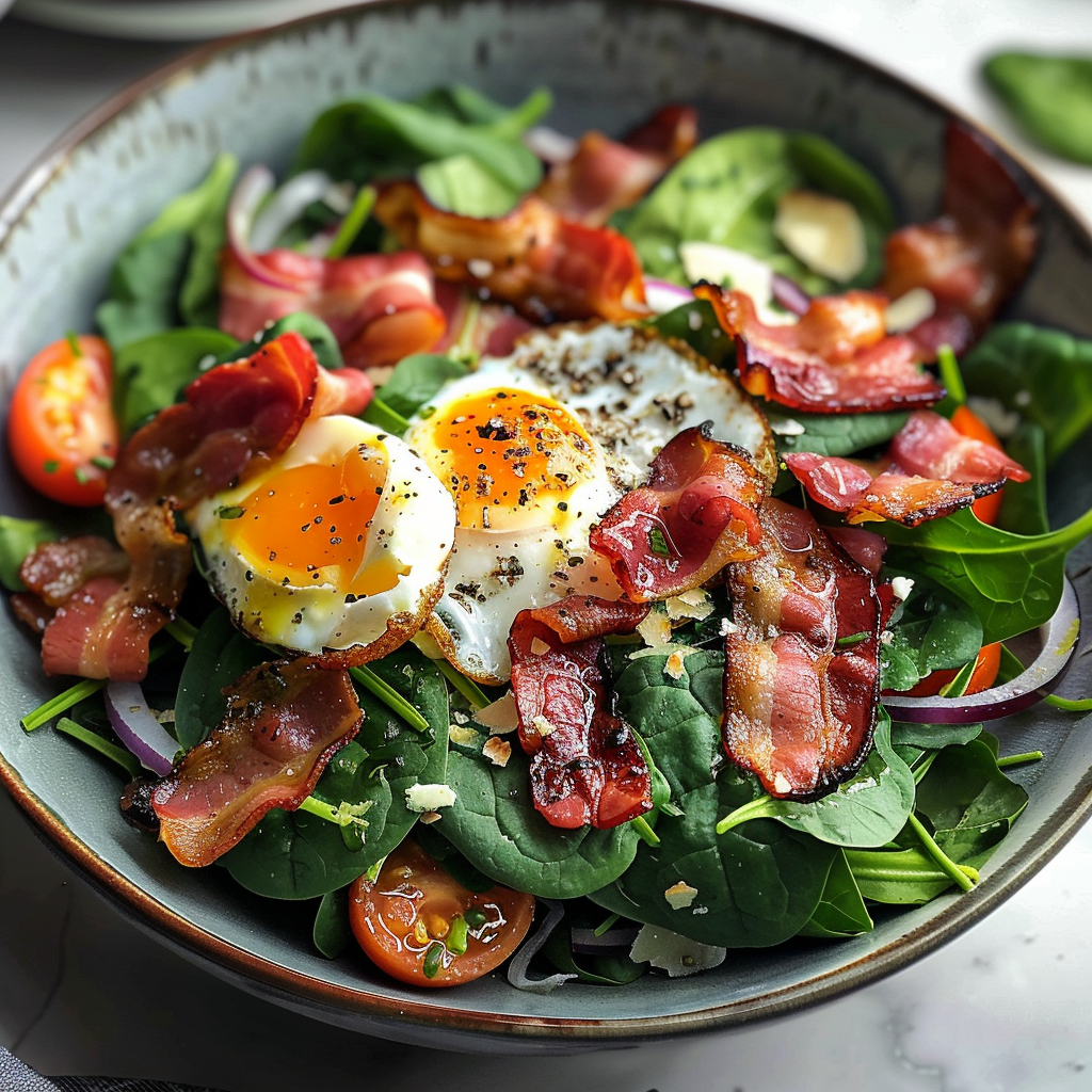 Spinach Salad with Bacon and Eggs