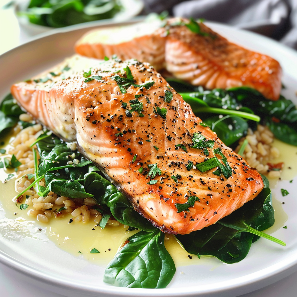 Baked Salmon with Spinach