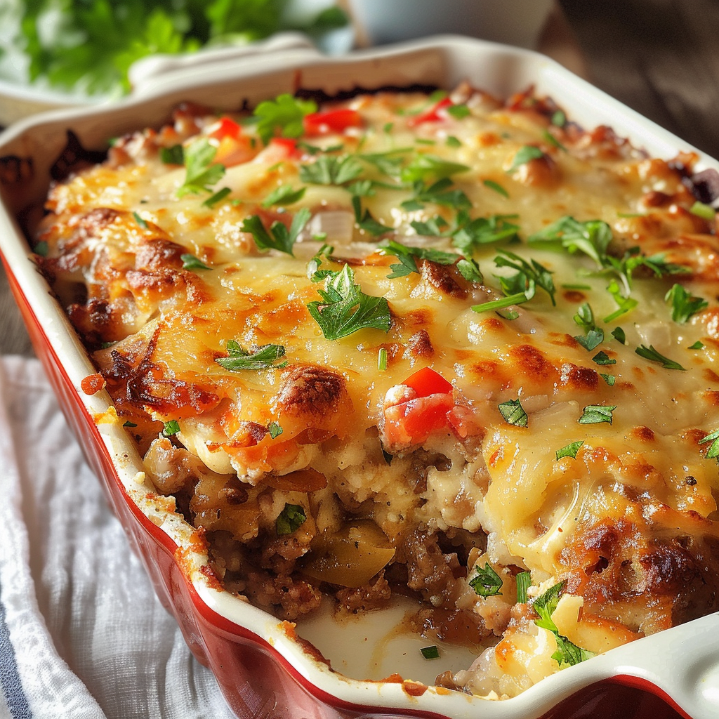 Cheesy Turkey Burger Casserole