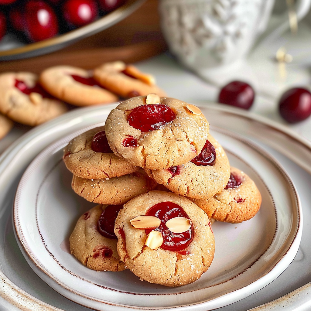 Cherry Almond Shortbread Cookies