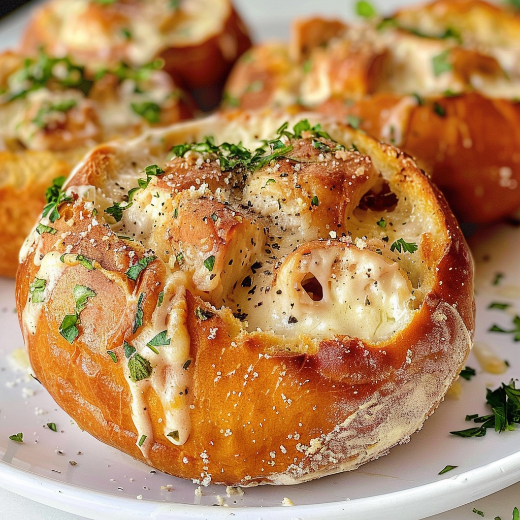 Chicken Alfredo Bread Bowls