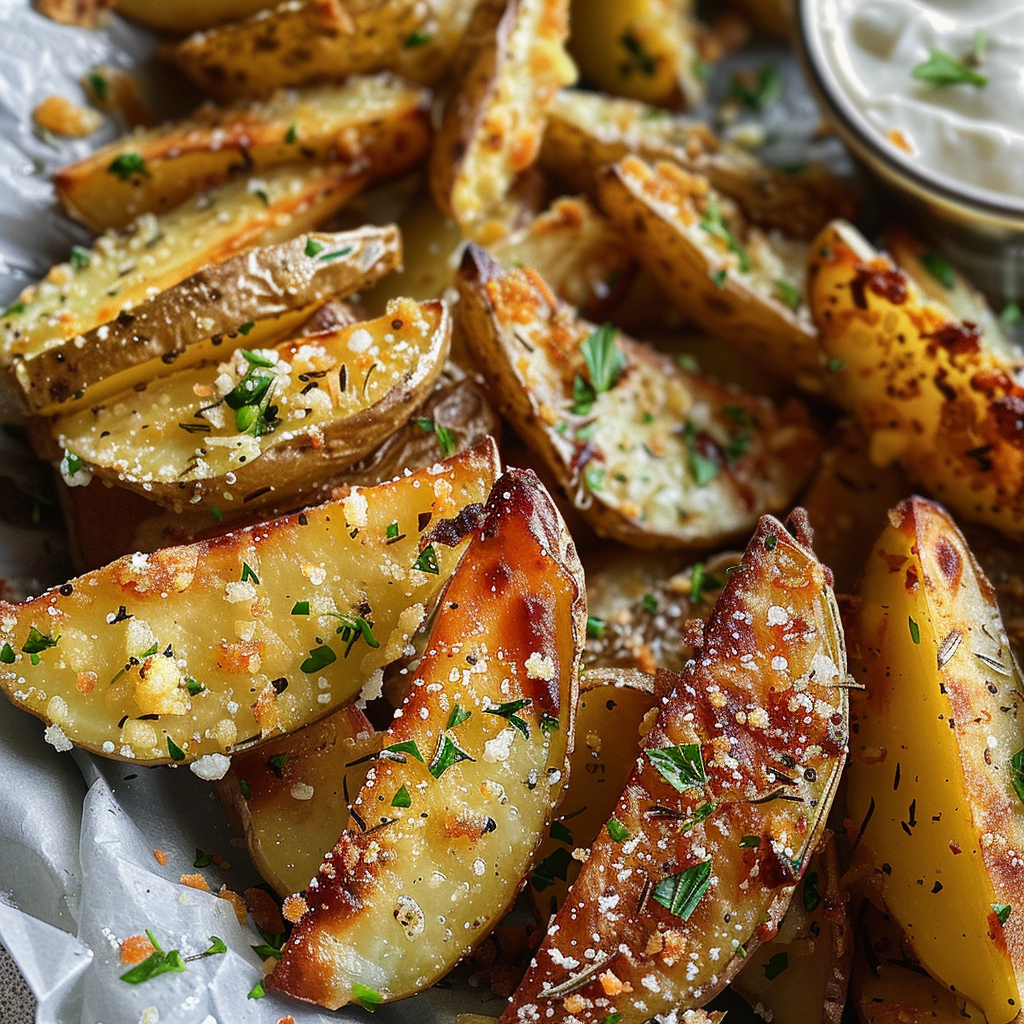 Crispy Garlic Parmesan Potato Wedges