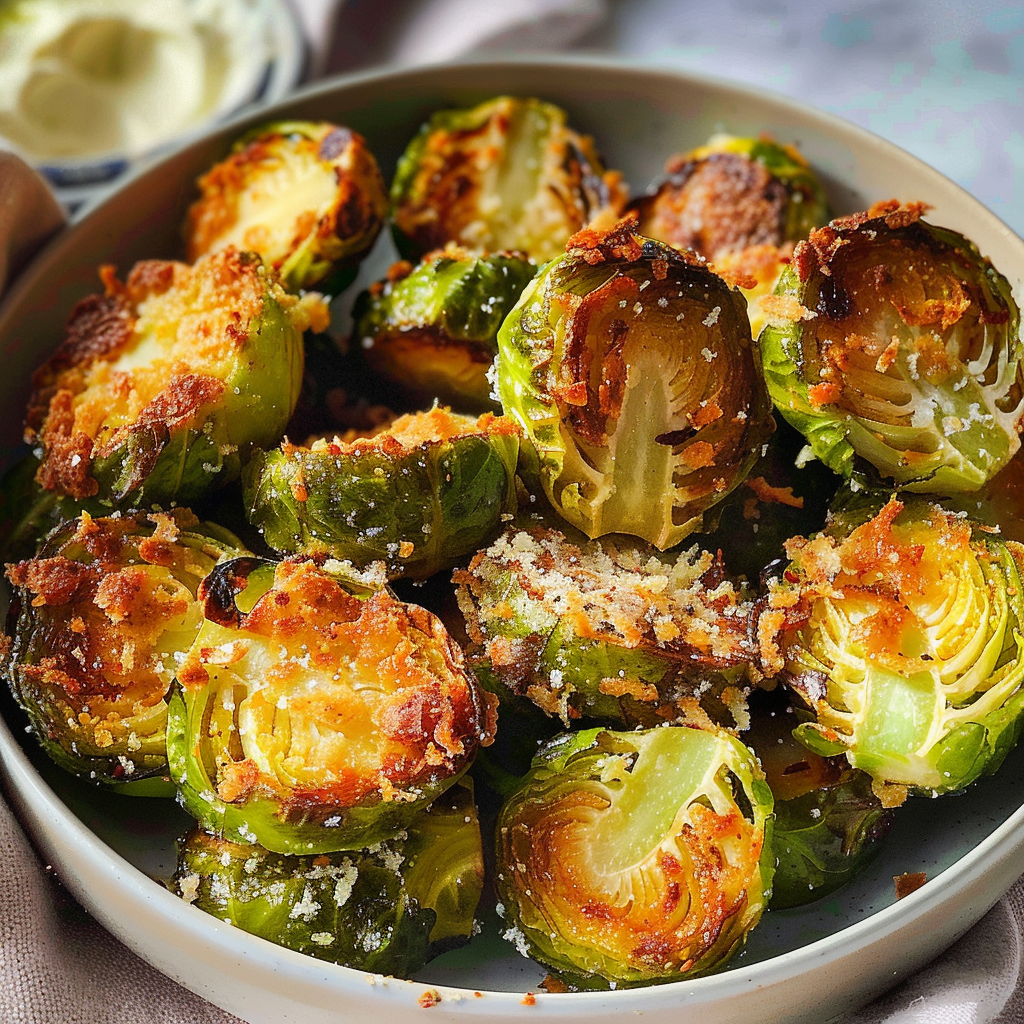 Crispy Parmesan Crusted Brussels Sprouts Delight