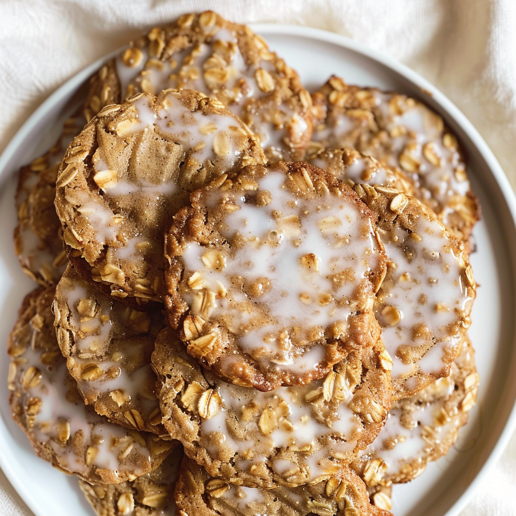 Delicious Iced Gingerbread Oatmeal Cookies