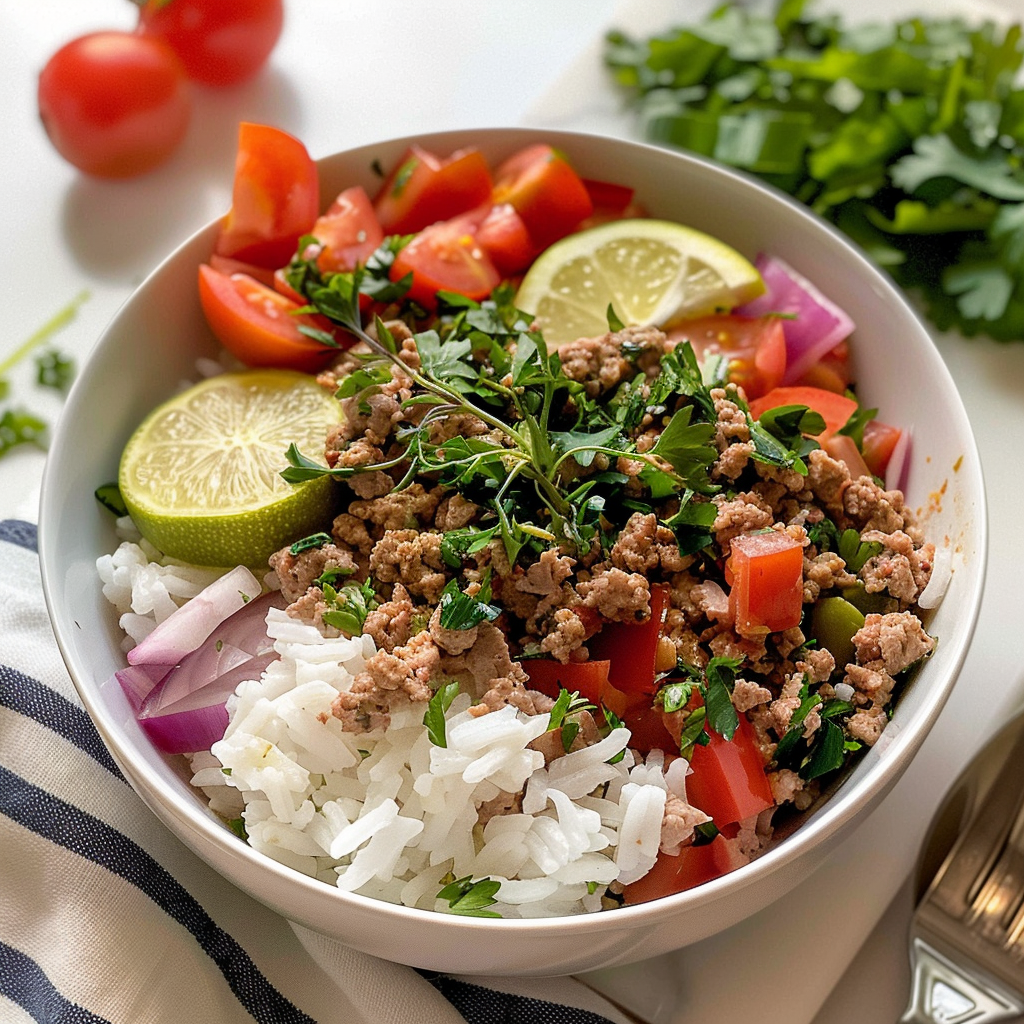 Greek Ground Turkey Rice Bowl