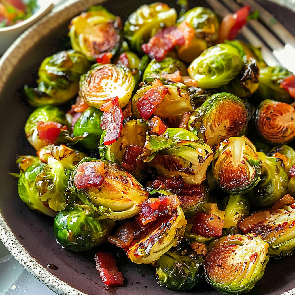 Honey-Glazed Roasted Brussels Sprouts with Bacon