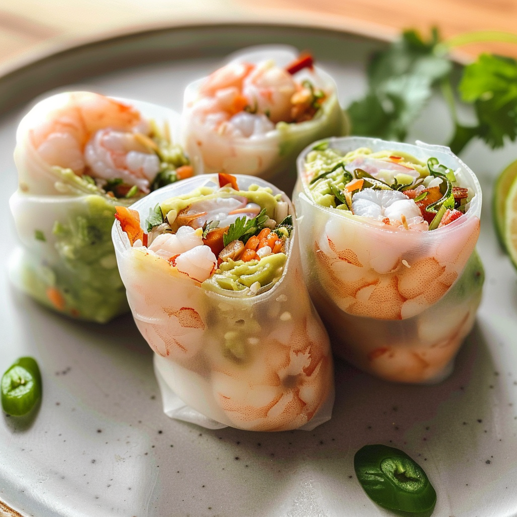 Prawn Guacamole Rice Paper Wraps