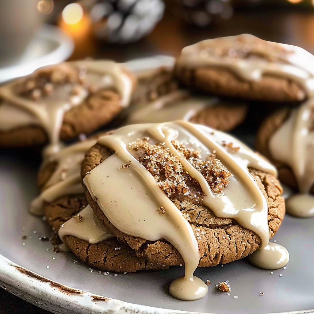 Soft Gingerbread Latte Cookies with Brown Butter Icing