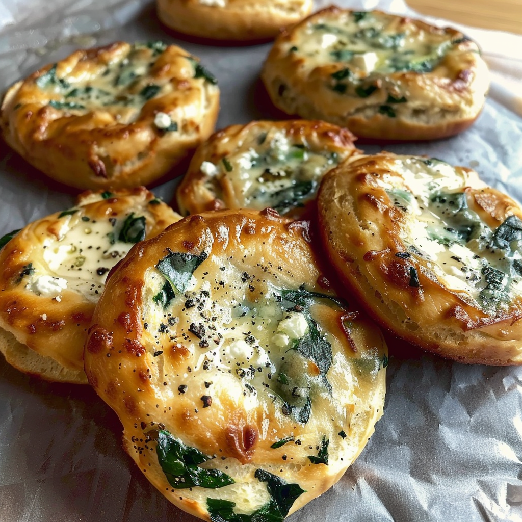 Spinach Cottage Cheese Flat Bagels