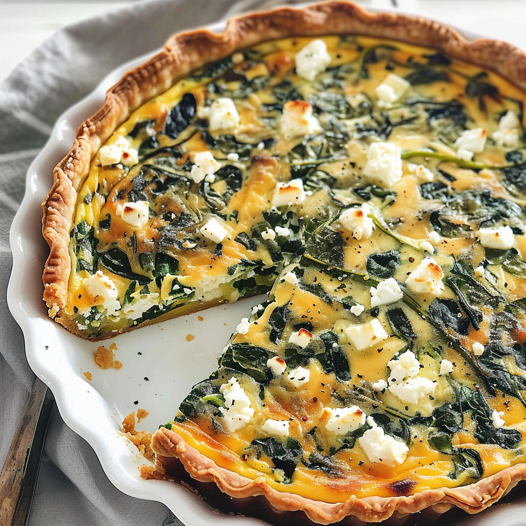 Spinach and Feta Quiche Without Crust