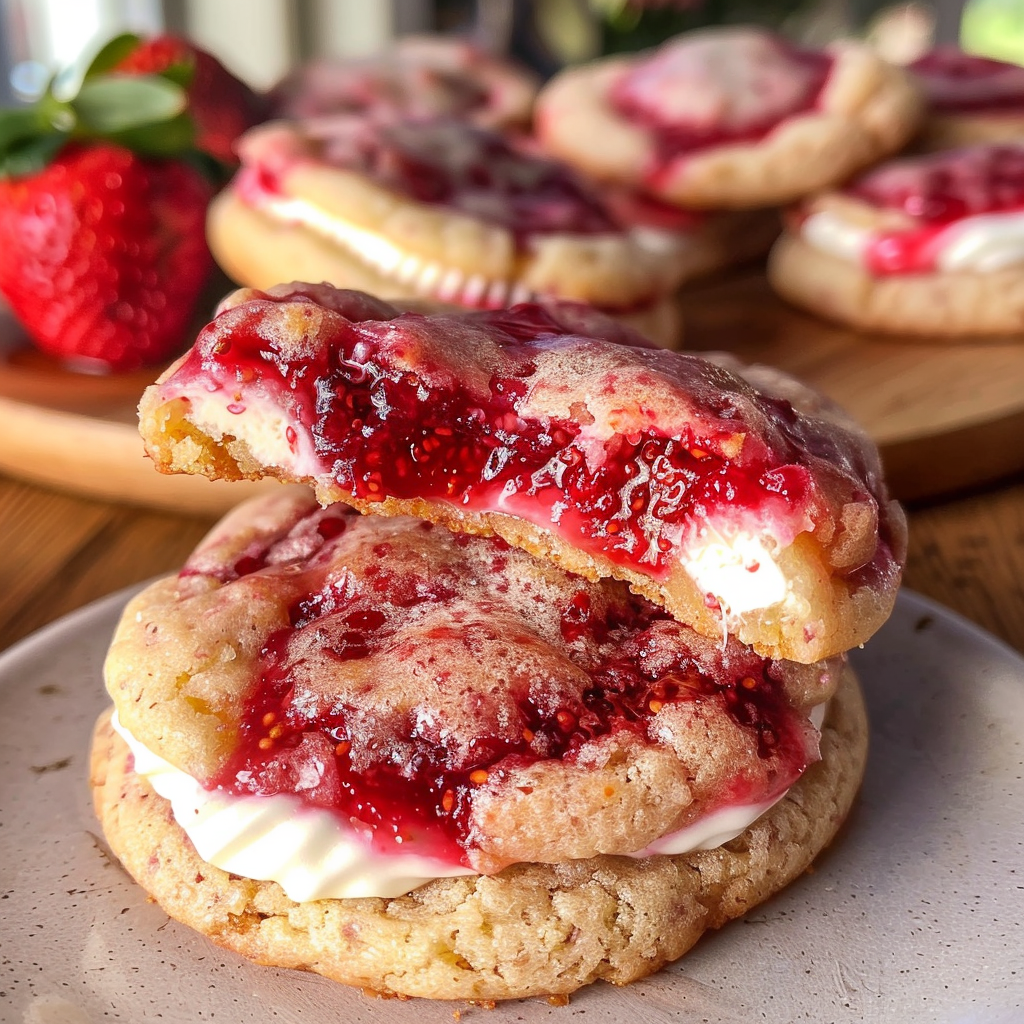 Strawberry Cheesecake Cookies with Homemade Jam