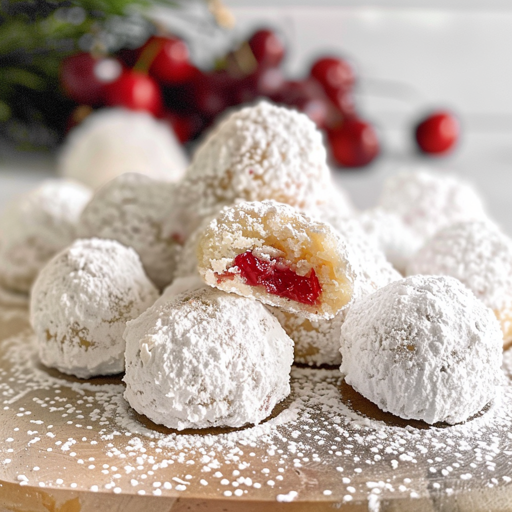 Almond Cherry Snowballs
