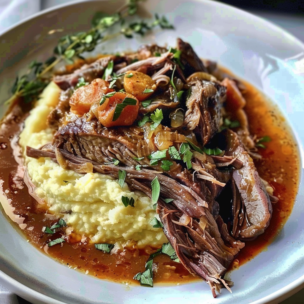 Italian Pot Roast Stracotto with Gorgonzola Polenta