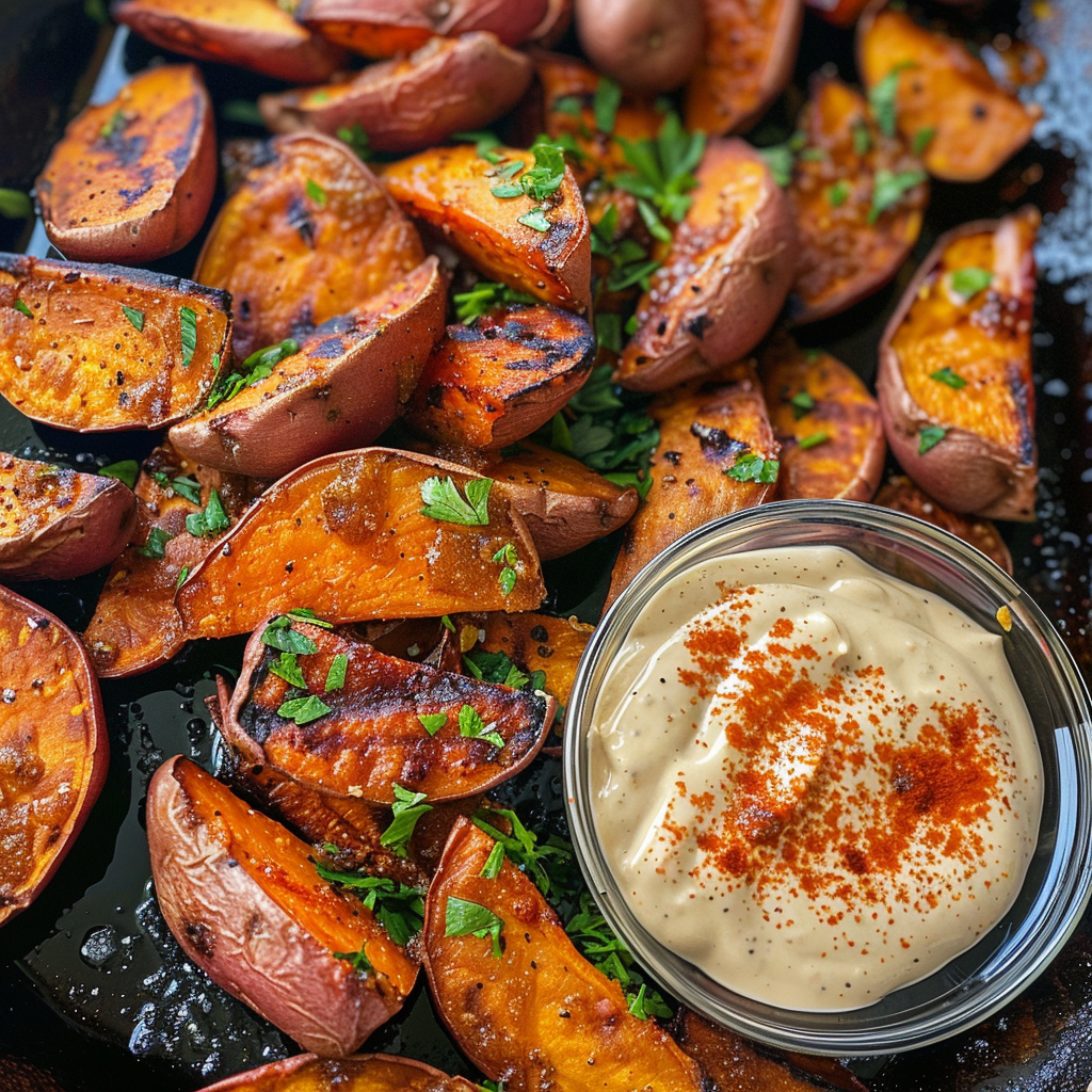 Smoky Roasted Sweet Potatoes with Chipotle Mayo