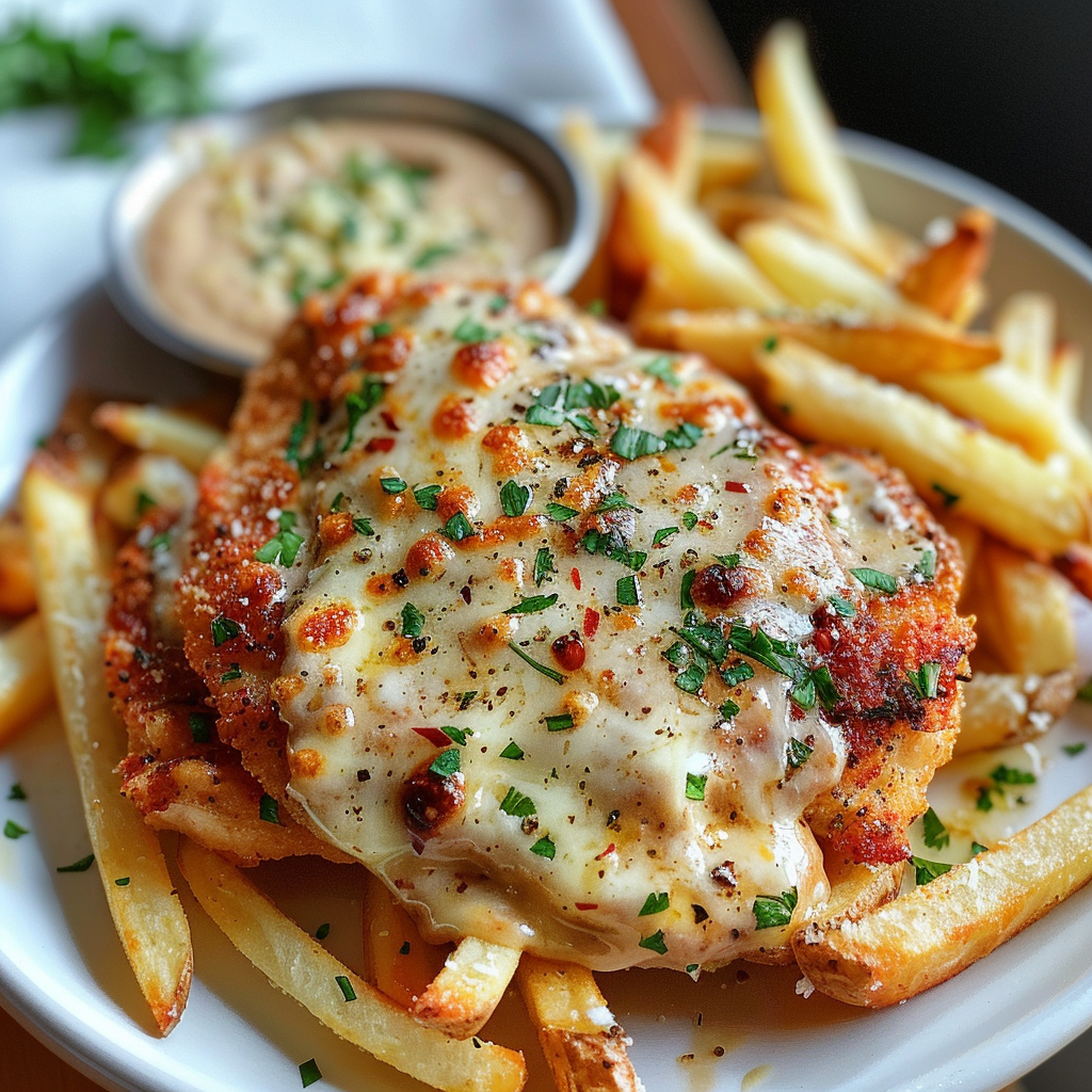 Spicy Garlic Parmesan Chicken with Fries