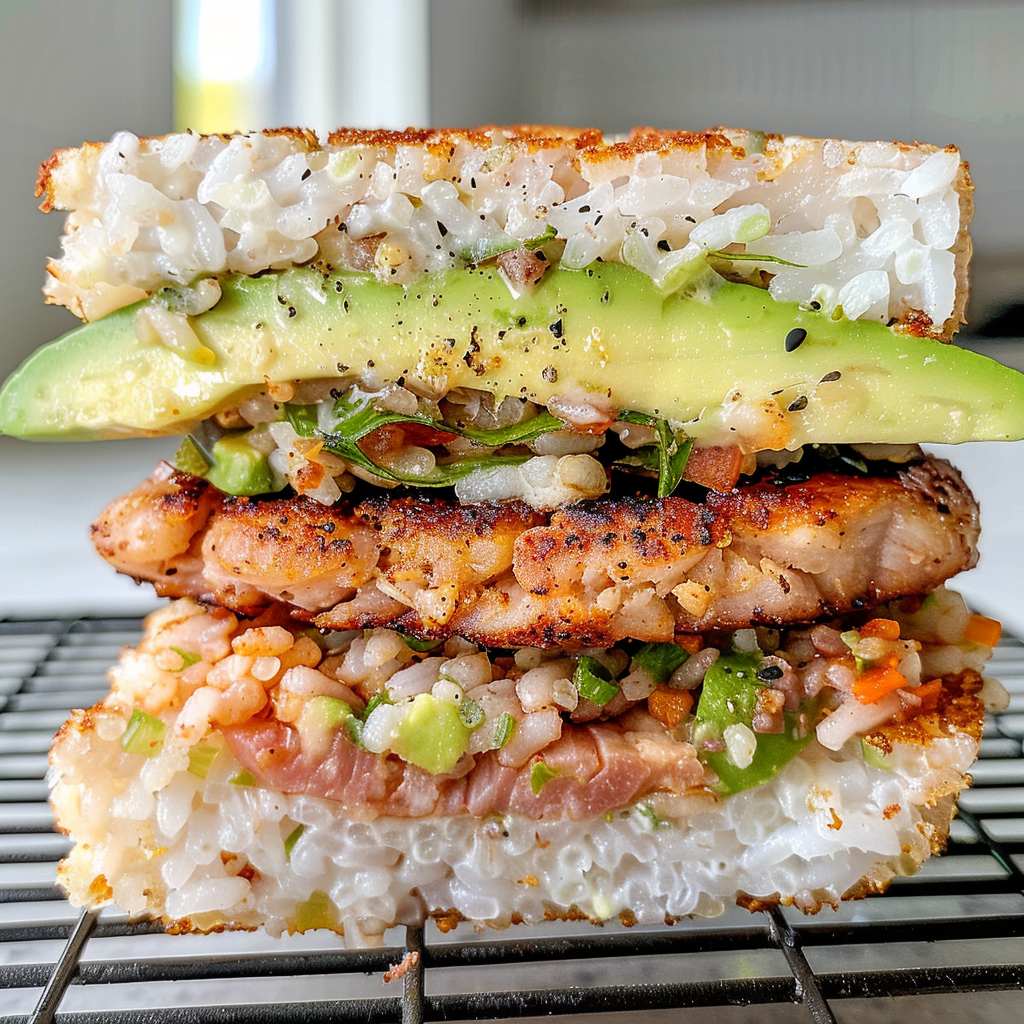 Tuna Avocado Rice Burger