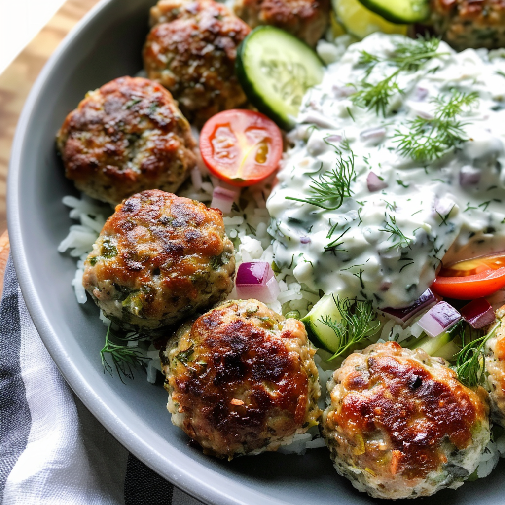 Greek Turkey Meatballs with Tzatziki