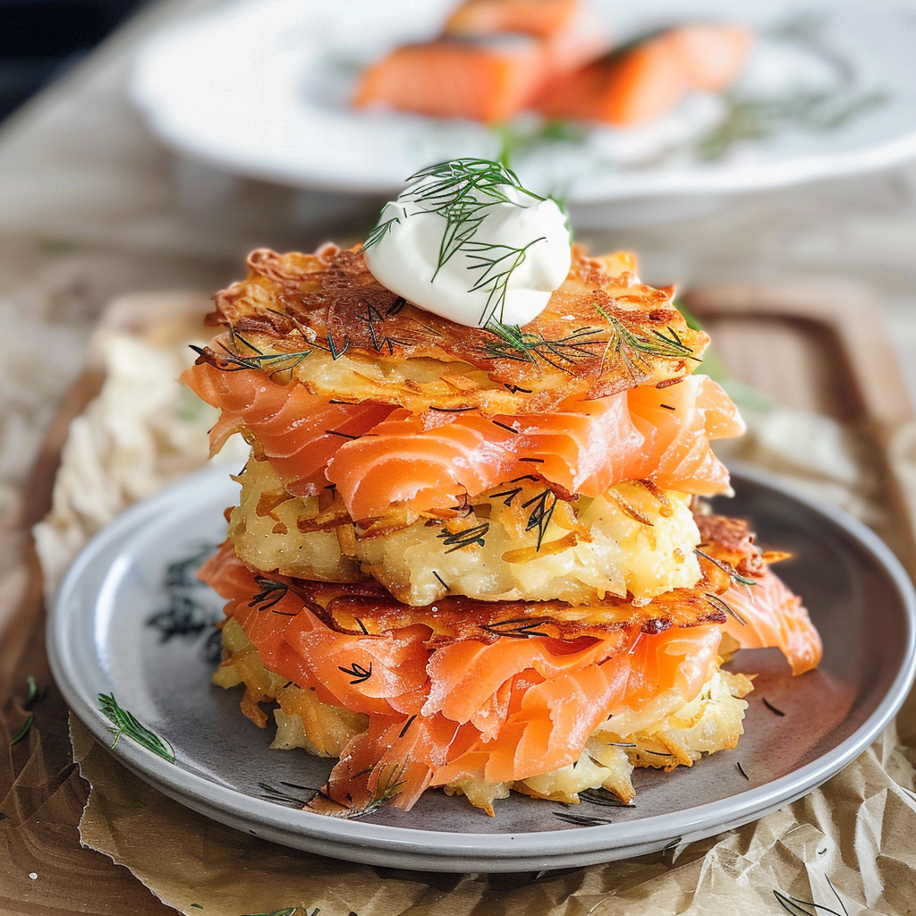 Smoked Salmon Potato Rosti Stack